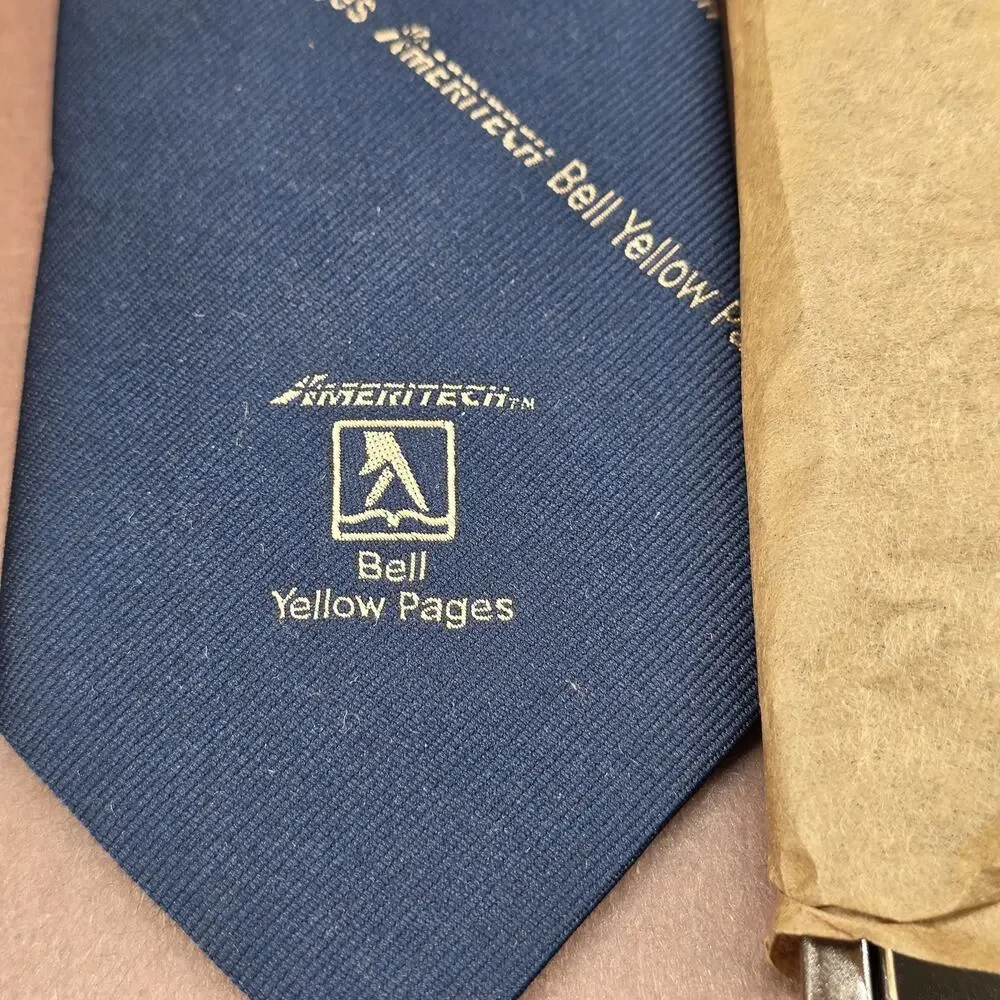 Vintage Givenchy Monsieur Ameritech Bell Yellow Pages Silk Blend Necktie Tie NIB